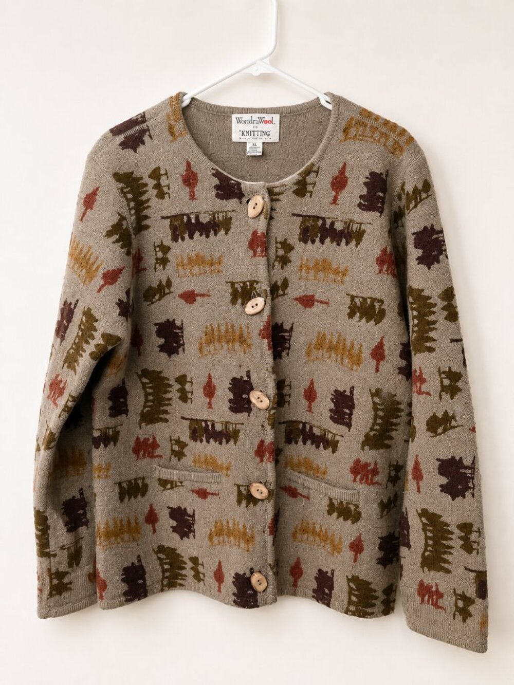Woodland Wool Gray Patterned Button-Front Cardigan